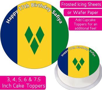 Saint Vincent & Grenadines Flag Personalised Cake Topper