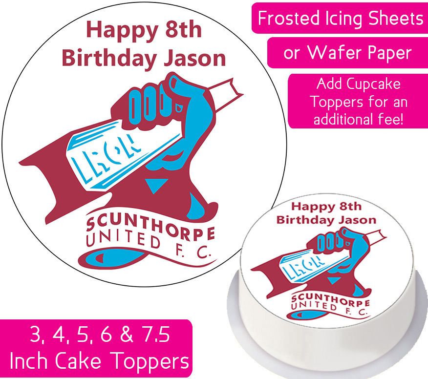 Scunthorpe United Football Personalised Cake Topper