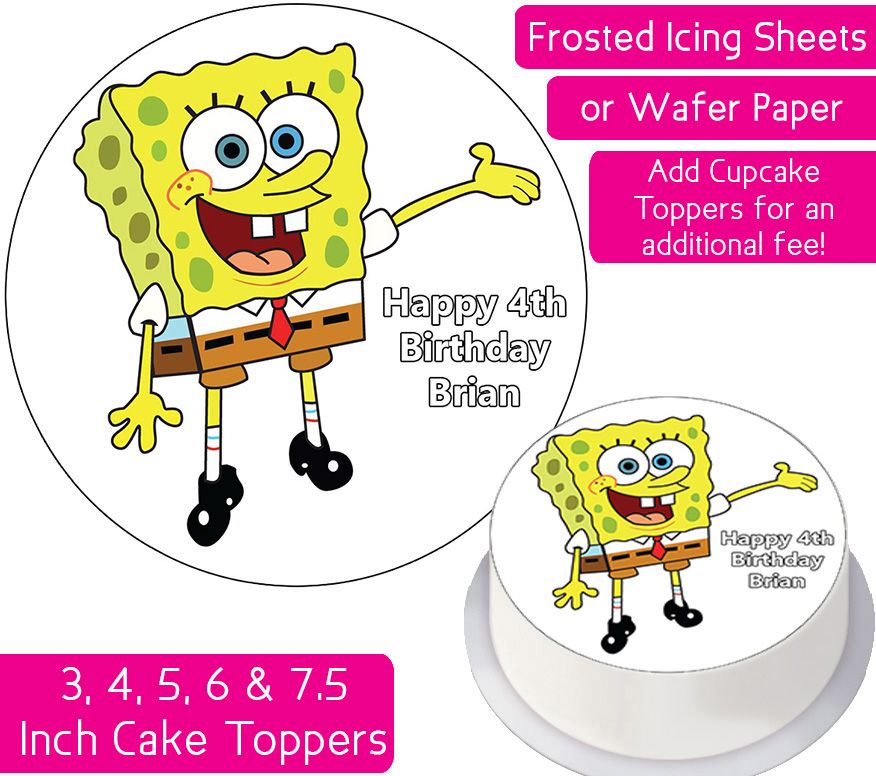 Spongebob Squarepants Plain Personalised Cake Topper