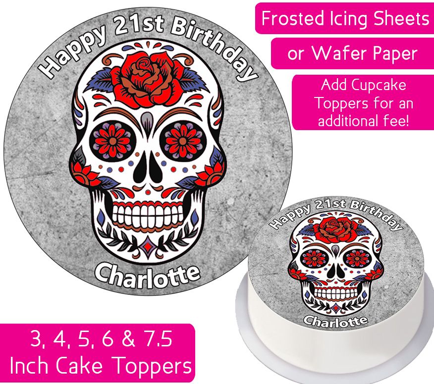 Skull cake topper muffin image party decoration gift edible birthday | eBay