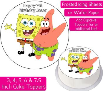 Spongebob & Patrick Plain Personalised Cake Topper