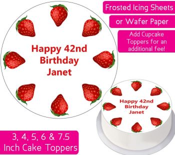 Strawberry Cake Personalised Cake Topper