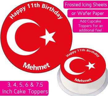 Turkey Flag Personalised Cake Topper