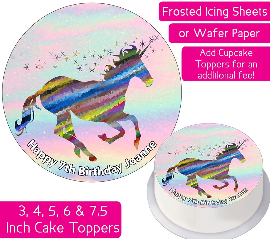 Unicorn Rainbow Personalised Cake Topper