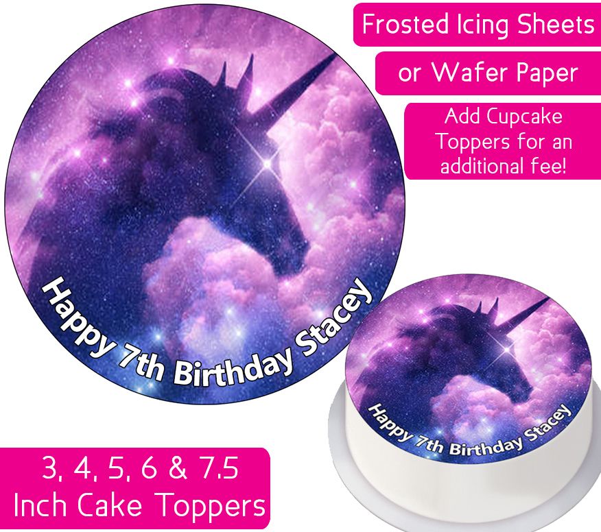 Unicorn Space Personalised Cake Topper