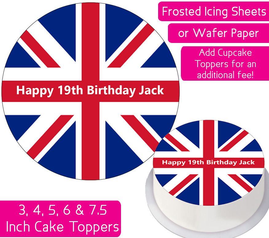 Union Jack Flag Personalised Cake Topper