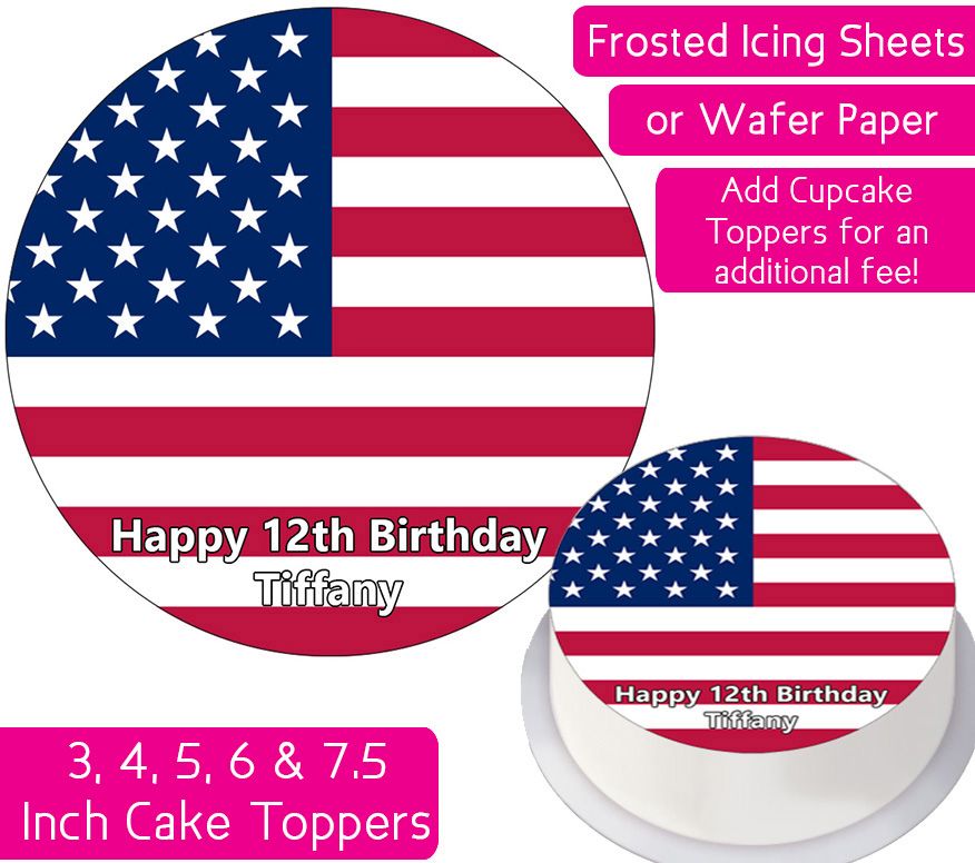 United States Flag Personalised Cake Topper