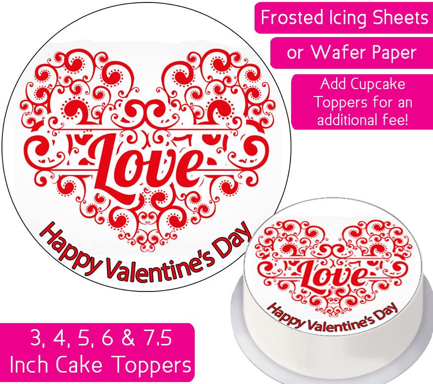 Valentines Love Heart Personalised Cake Topper