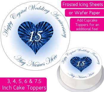 Wedding Anniversary - Crystal - Personalised Cake Topper