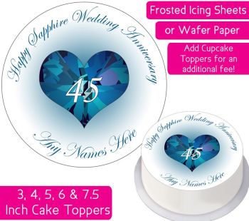 Wedding Anniversary - Sapphire - Personalised Cake Topper