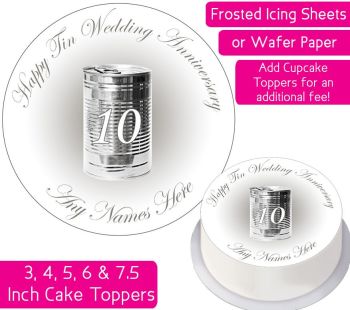 Wedding Anniversary - Tin - Personalised Cake Topper