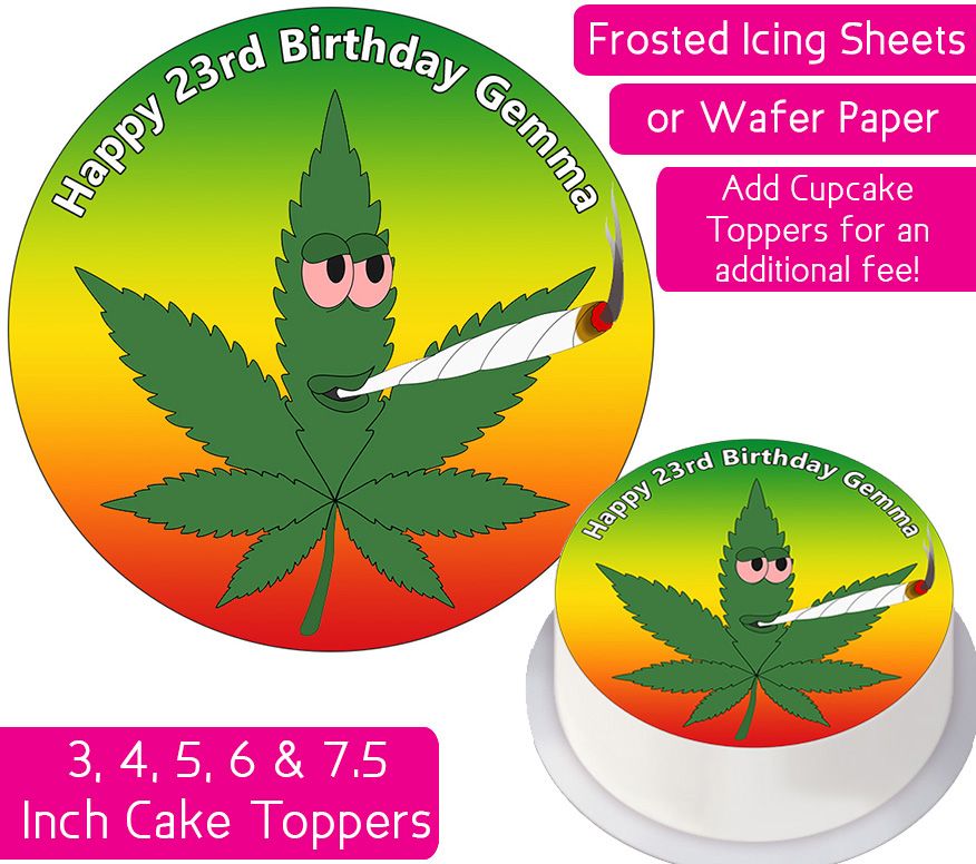 Weed Leaf Personalised Cake Topper