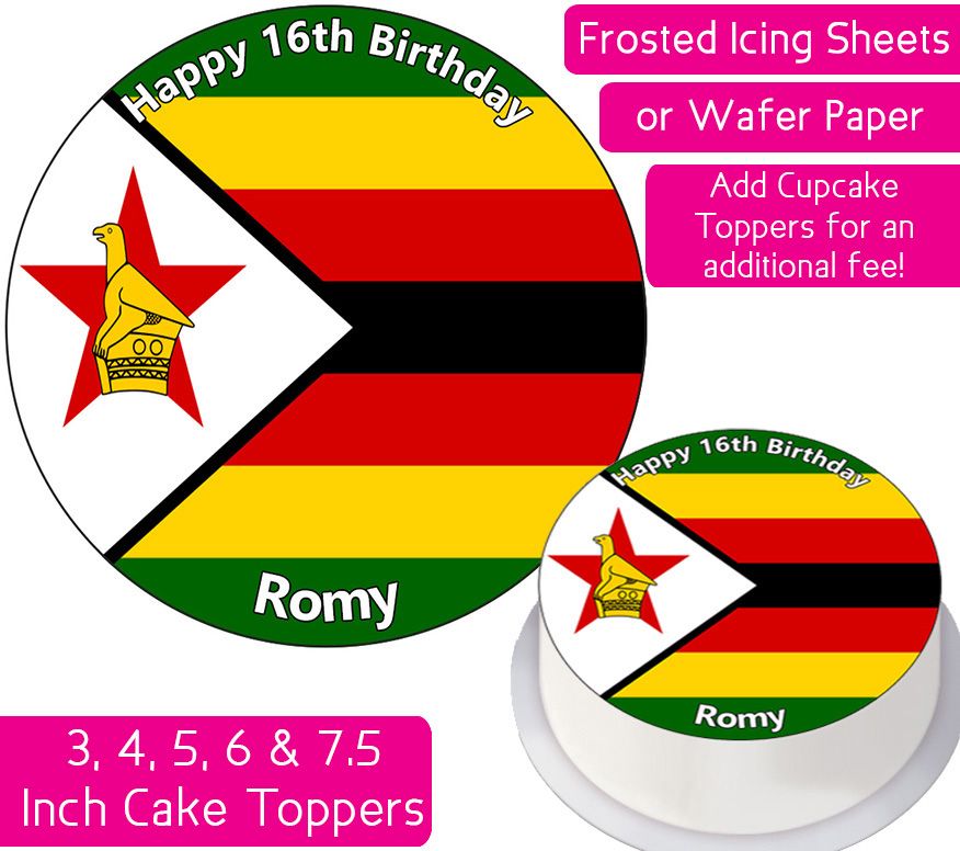 Zimbabwe Flag Personalised Cake Topper