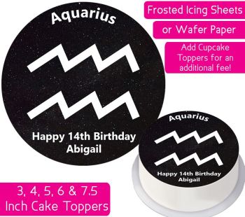 Zodiac Aquarius Personalised Cake Topper
