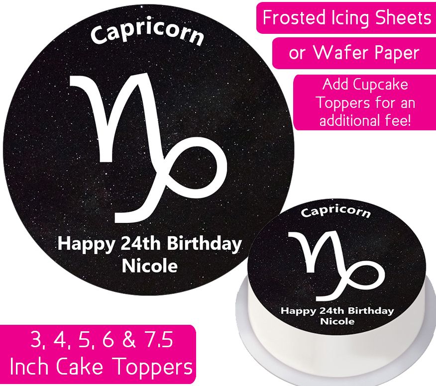 Zodiac Capricorn Personalised Cake Topper