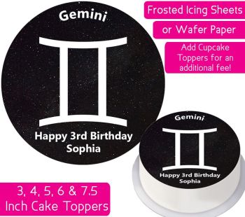 Zodiac Gemini Personalised Cake Topper