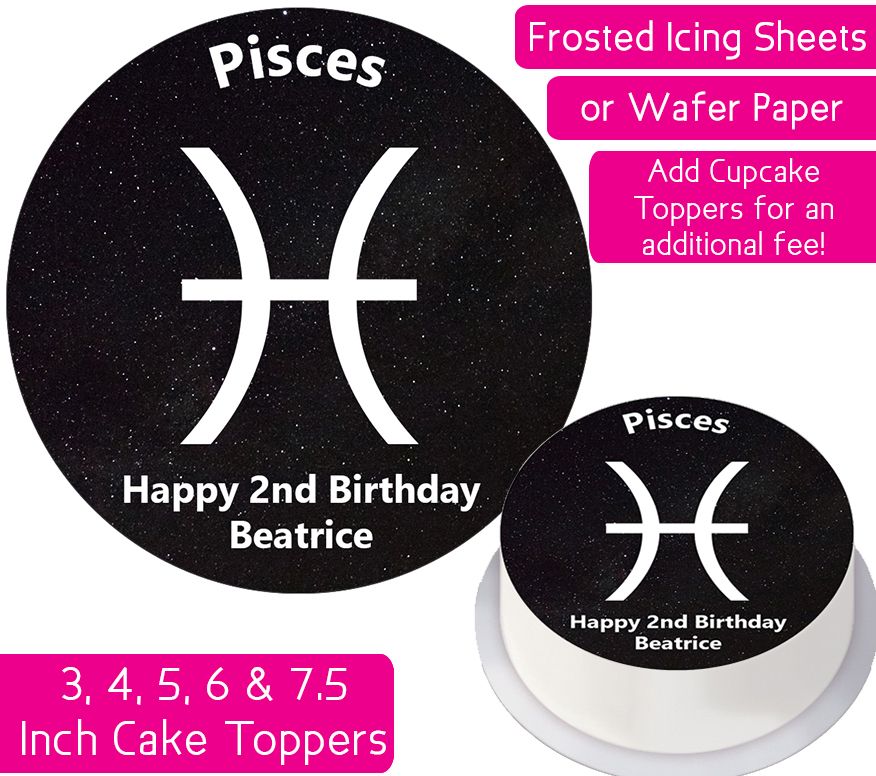 Zodiac Pisces Personalised Cake Topper