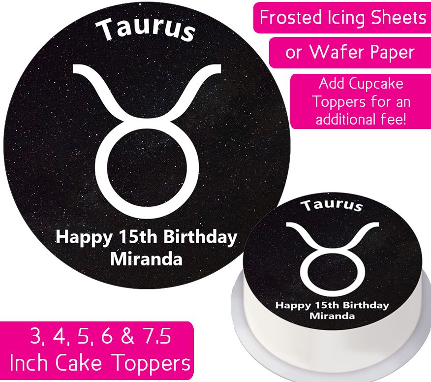Zodiac Taurus Personalised Cake Topper