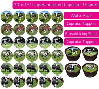 Cows - 30 Cupcake Toppers