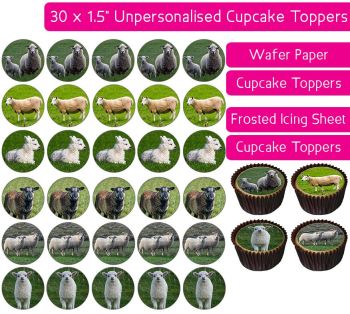 Sheep - 30 Cupcake Toppers