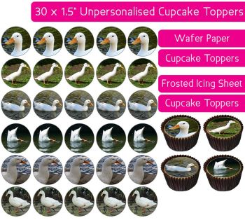 White Ducks - 30 Cupcake Toppers