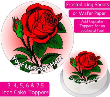 Red Rose Personalised Cake Topper