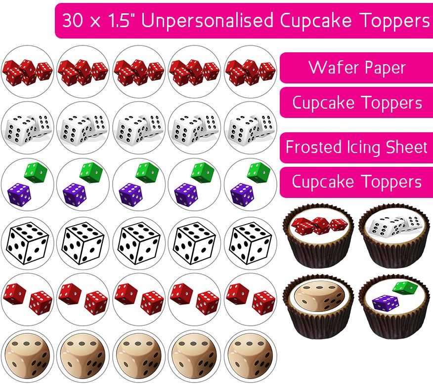 Dice - 30 Cupcake Toppers