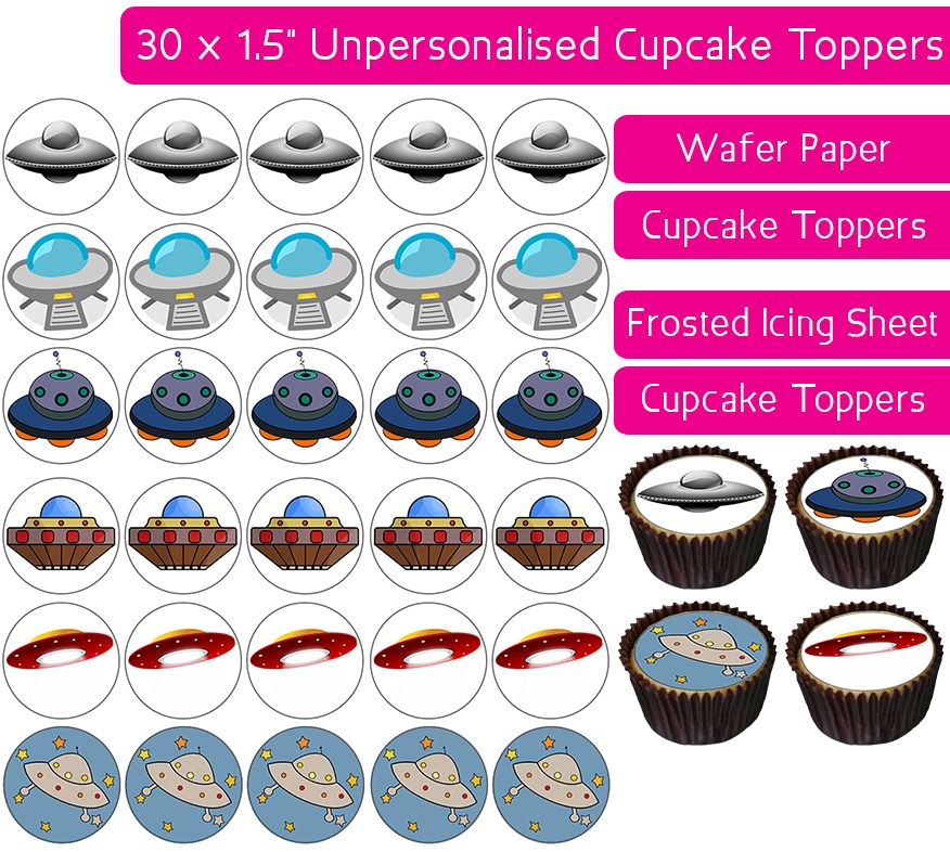 UFO - 30 Cupcake Toppers