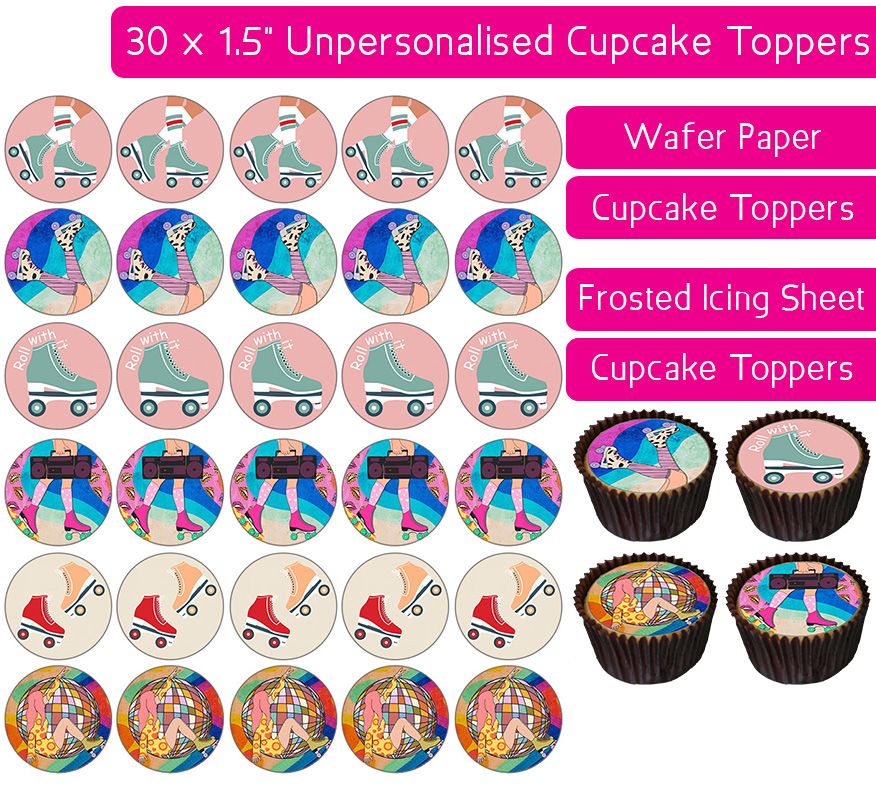Roller Skating - 30 Cupcake Toppers