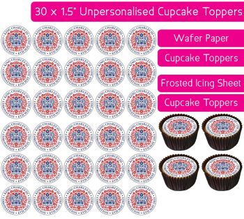 King Charles' Coronation - English - 30 Cupcake Toppers