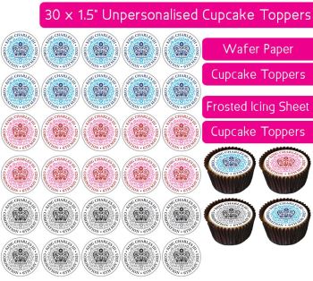 King Charles' Coronation - English Mixed - 30 Cupcake Toppers