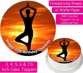 Yoga Sunset Personalised Cake Topper