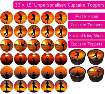 Yoga Sunset - 30 Cupcake Toppers