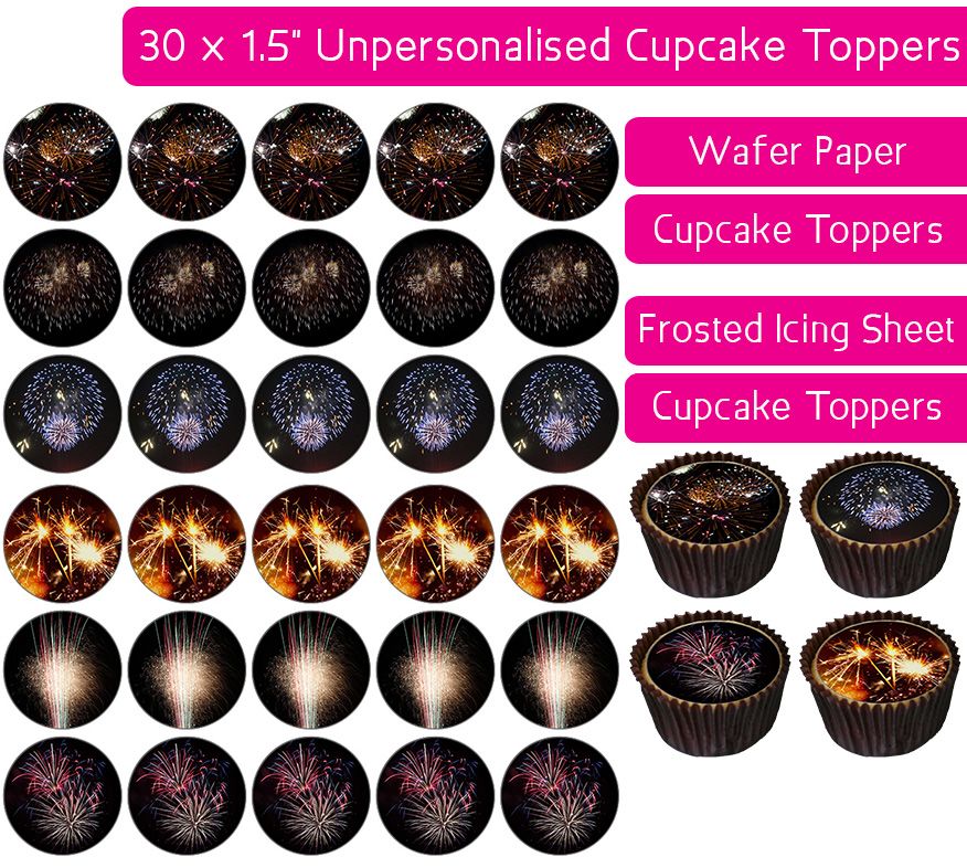 Fireworks - 30 Cupcake Toppers