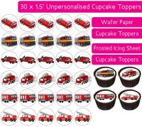 Fire Trucks - 30 Cupcake Toppers