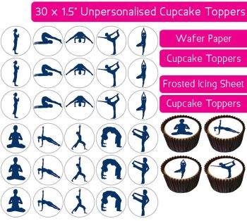Yoga Silhouettes - 30 Cupcake Toppers