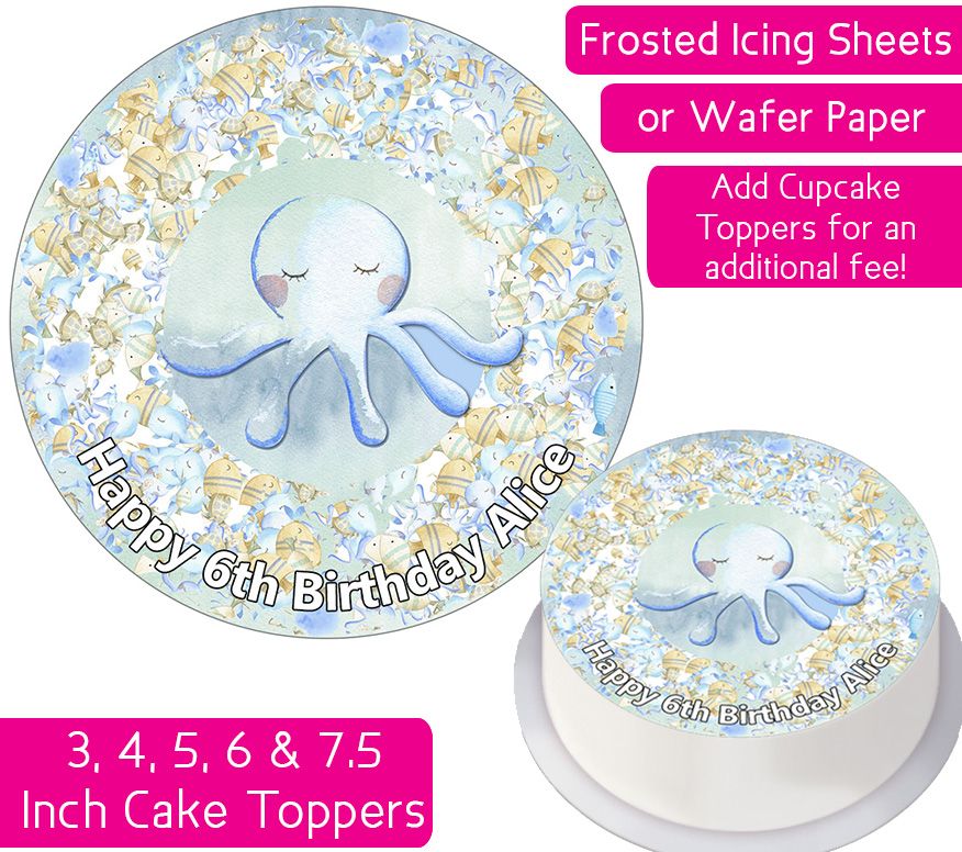 Ocean Sea Octopus Personalised Cake Topper