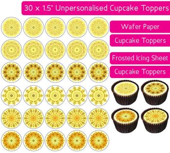 Squid Mandala - 30 Cupcake Toppers