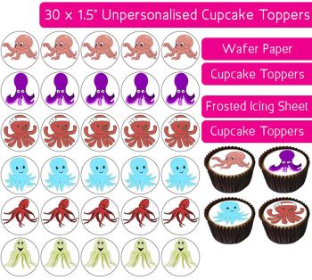 Octopus - 30 Cupcake Toppers