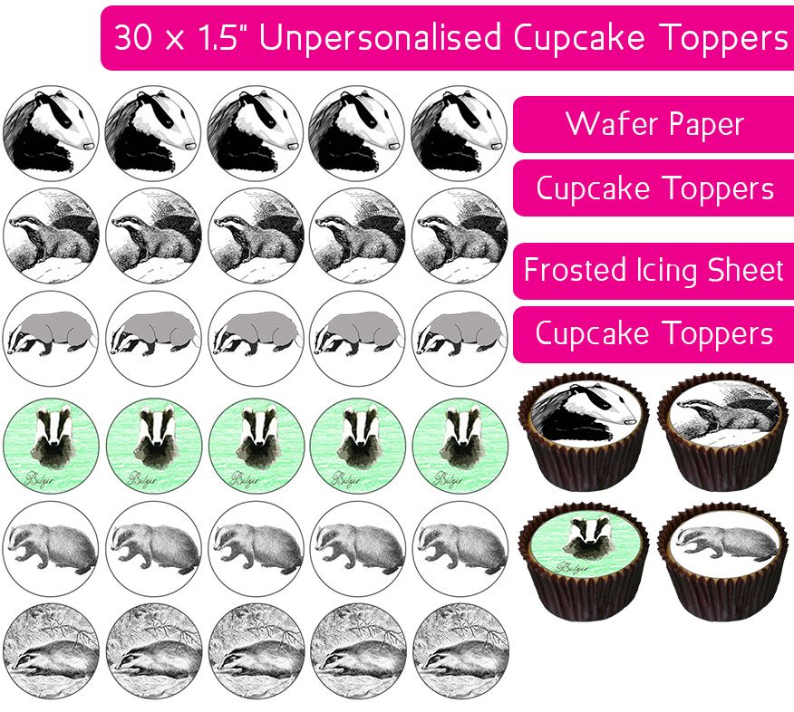 Badgers - 30 Cupcake Toppers