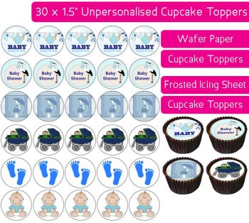 Baby Shower Boy - 30 Cupcake Toppers