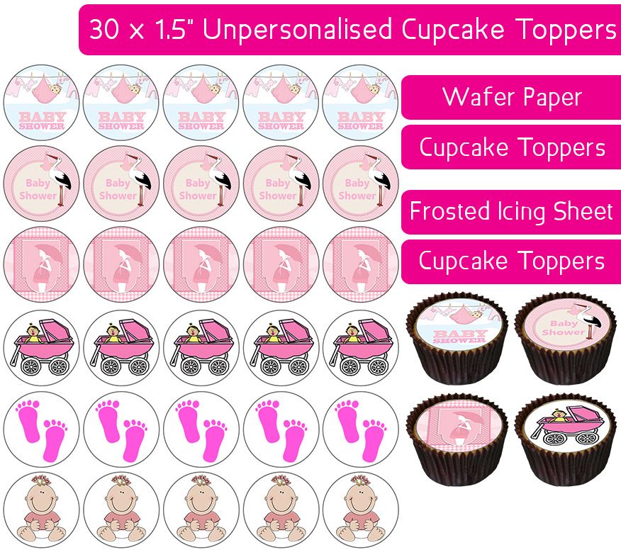 Baby Shower Girl - 30 Cupcake Toppers