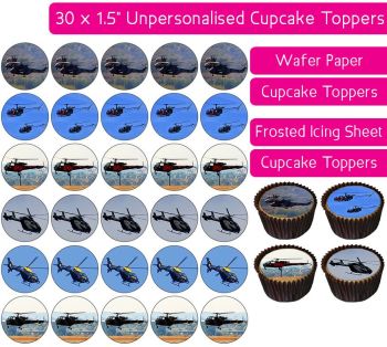 Helicopter - 30 Cupcake Toppers
