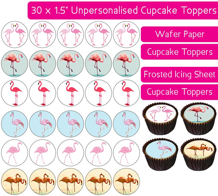 Flamingo - 30 Cupcake Toppers