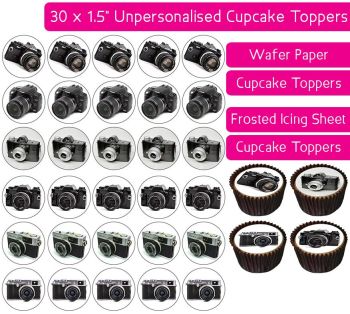 Cameras - 30 Cupcake Toppers
