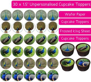 Peacock - 30 Cupcake Toppers