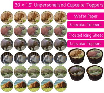 Capybara - 30 Cupcake Toppers