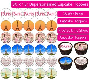 Paris - 30 Cupcake Toppers