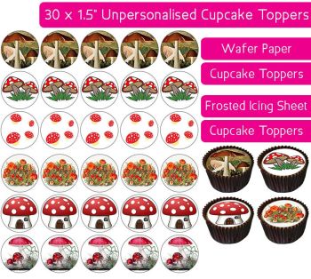 Mushroom - 30 Cupcake Toppers
