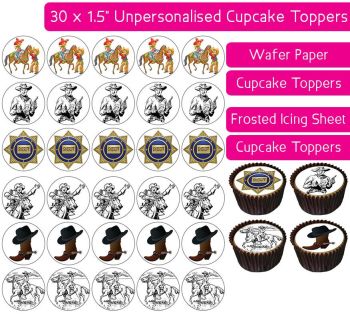 Cowboys - 30 Cupcake Toppers